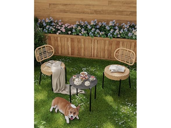 GarveeLife 3 Piece Wicker Patio Bistro Furniture Set