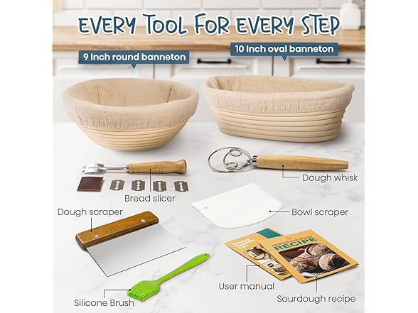 Bread Banneton Proofing Basket Set