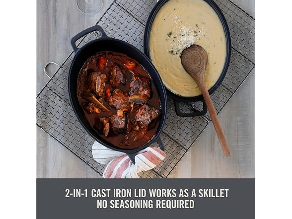 Zakarian by Dash Nonstick Cast Iron Double Dutch Oven