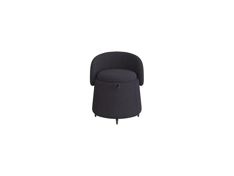 SPOFLYINN Round Storage Ottoman Wheels