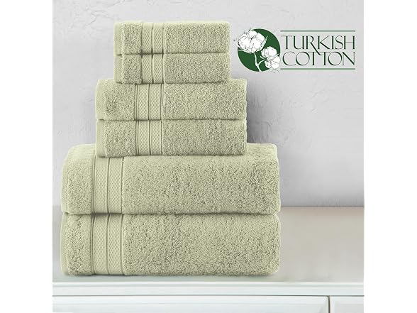 Elegant Comfort Luxury 6-Piece Towel Set, Jade Green