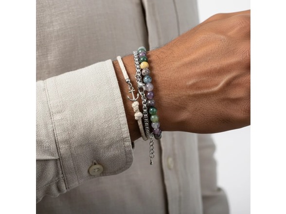 Mens Chain & Beaded Bracelet Set
