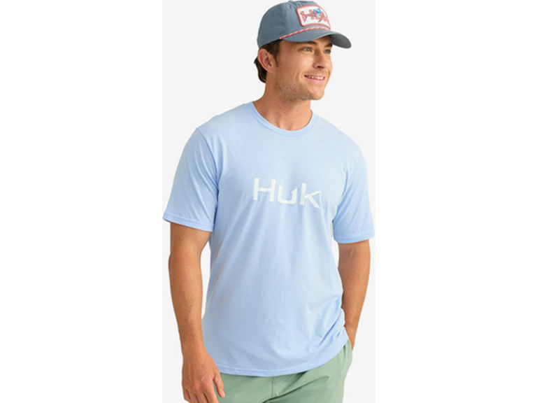 HUK Mens Performance Fishing Logo Tee, Short Sleeve, Quick-Dry, Windsurfer, Medium