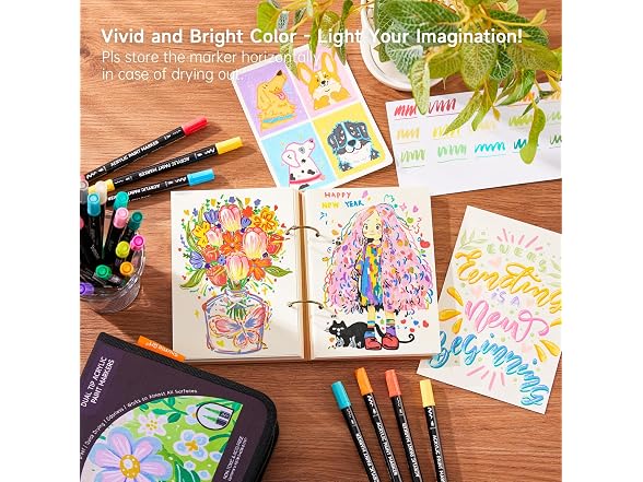 60 Colors Brush & Fine Tip Acrylic