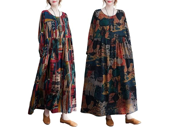 Versear Women (L) Cotton Dress Tunic Boho Dress