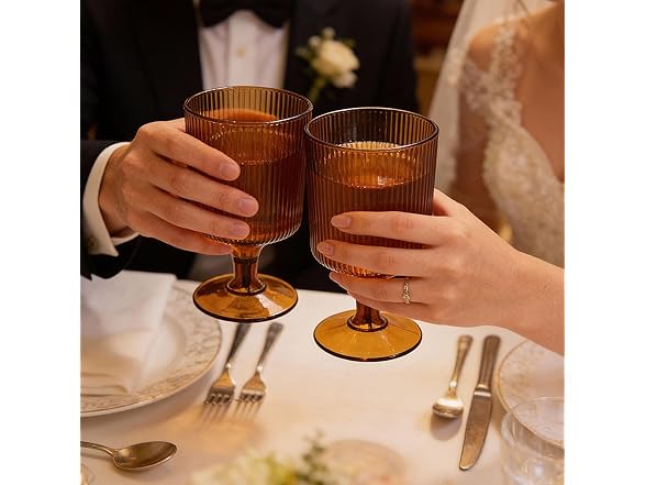 Fun Express 8 oz. Vintage Modern Amber Plastic Highball Glasses