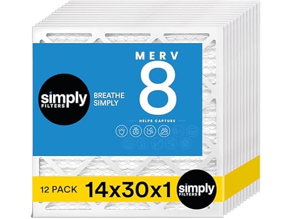 Simply Air Filter Merv 8 MPR 600, 12pk AC Furnace & HVAC