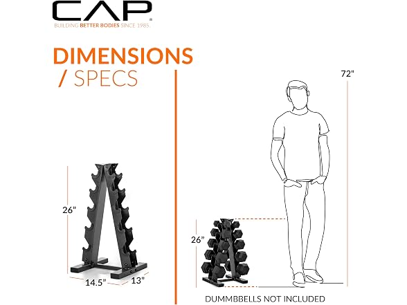CAP A-Frame Hex Dumbbell Storage Rack, 150lb