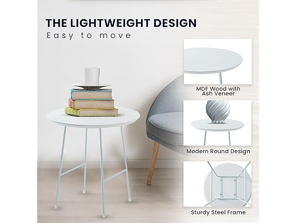 LeisureMod Rossmore Round Steel Side Table