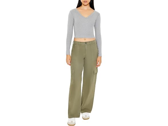 Forever 21 Long-sleeve V-neck Crop Top