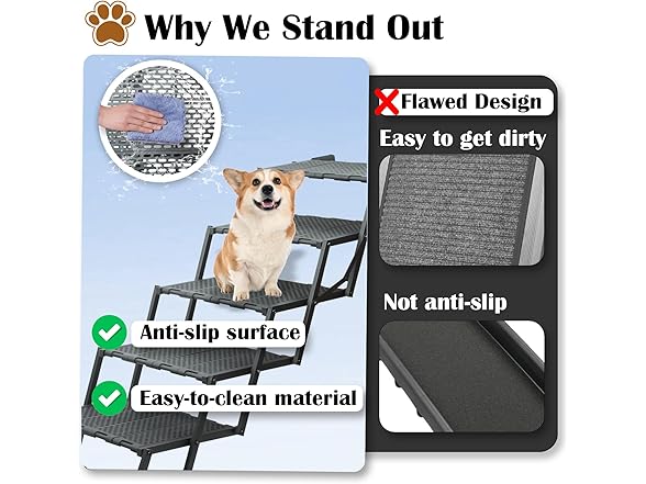 LIALEX W2204 Plastic 6 steps dog ramp for car