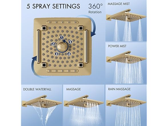 ELLO&ALLO Bathroom Shower Faucet Set Mixing Kit