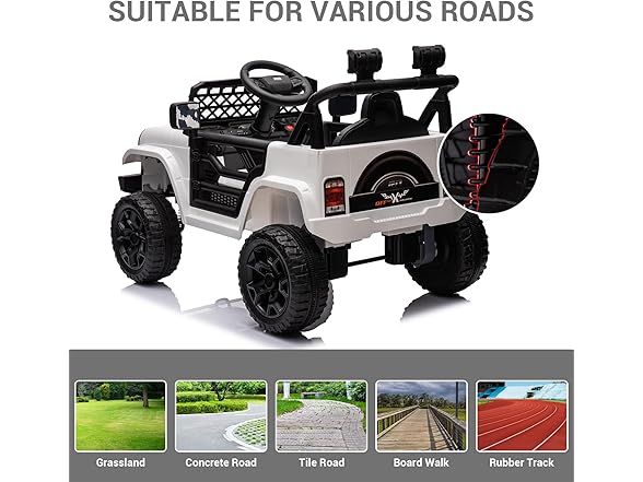 12V Ride On Car for Kids Truck Car White