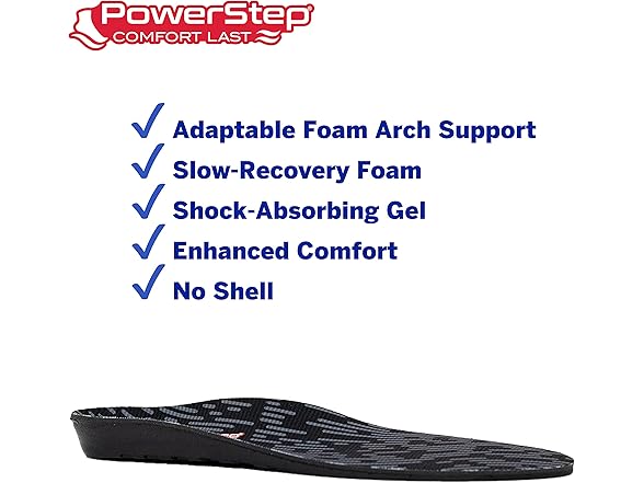 PowerStep Comfort Last Insoles, Cushioning Gel Insoles for S (Open Box)