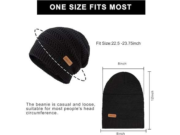 Omechy (OS) Beanie Thick Fluffy Lined Knit Cap