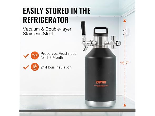 VEVOR Beer Growler Tap System, 128Oz 4L