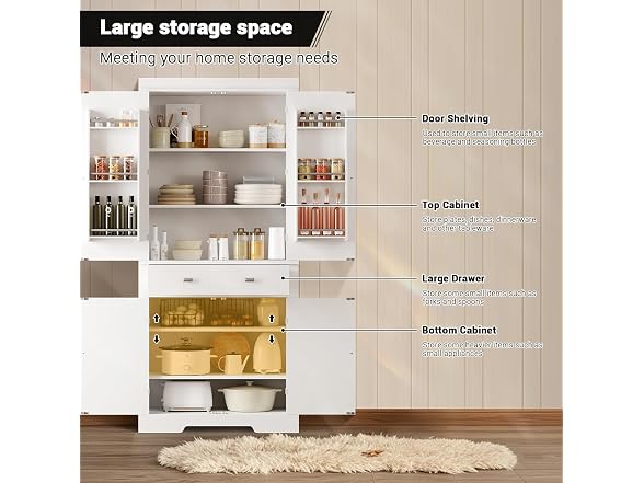 dainslef Kitchen Pantry Storage Cabinet,72 Inch