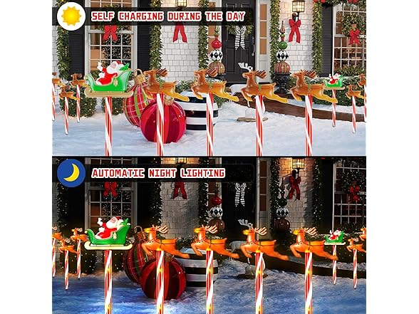 10 Pack Christmas Decorations Elk Santa Claus solar Christmas lights
