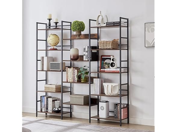 Tzou 5-Tier Rustic Brown Bookshelf