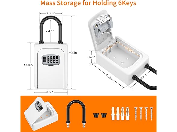 Portable Key Lock Box, 2 Pack
