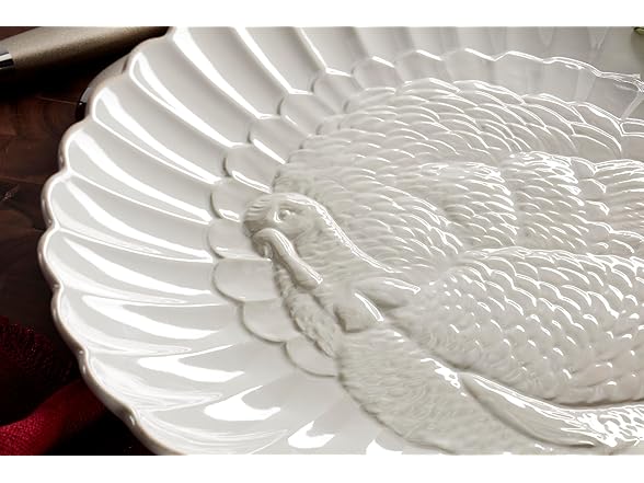 Lenox Serveware, Lenox French Perle Carved Turkey Platter, Scalloped