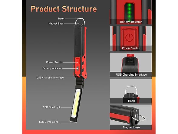 WINDFIRE CON-127 Rechargeable Magnetic COB Work Light