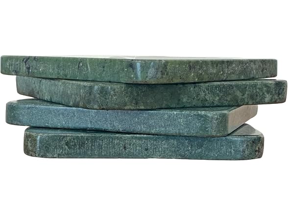 Howard Elliott Collection Evergreen Marble Coaster Set of 4