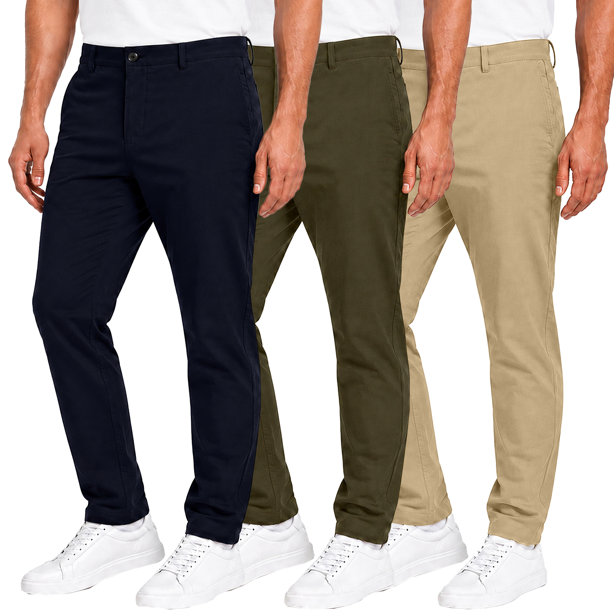 3Pk Mens Super Stretch Chino Pants - Gallery 28
