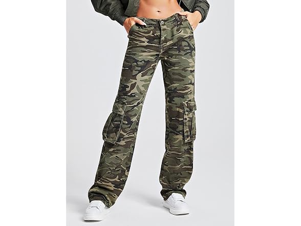 Wdirara Women (L) Cargo Baggy Jeans High Leg Pants