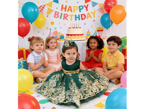 Avazu Girls (3-6 MOS) Bowknot Sequins Lace Dress