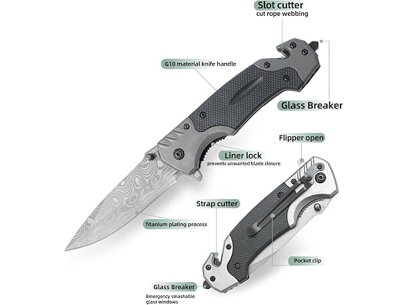 ZPFOE GAR-68 (2 Pack) Folding Pocket Knife Multitool