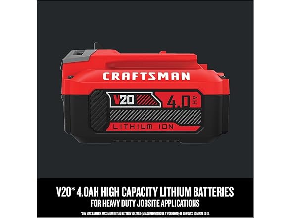 CRAFTSMAN V20 Battery and Charger, 4.0 Ah