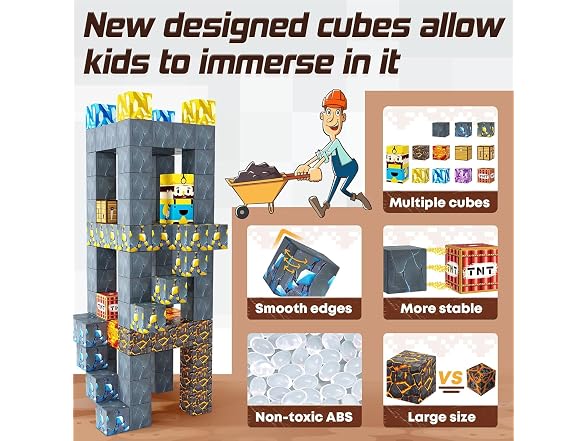 Toytogy Magnetic Blocks Mine World 3+