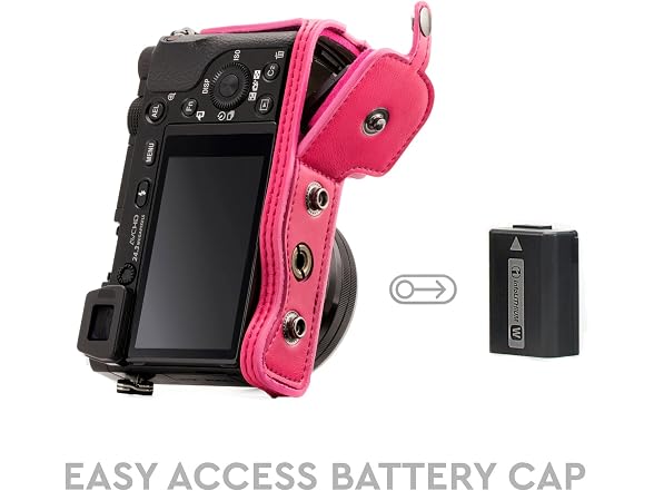MegaGear Ever Ready Leather Camera Case and Strap (Hot Pink)