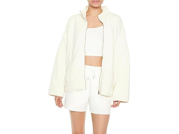 Forever 21 (S) Quilted Zip-Up Vanilla Jacket