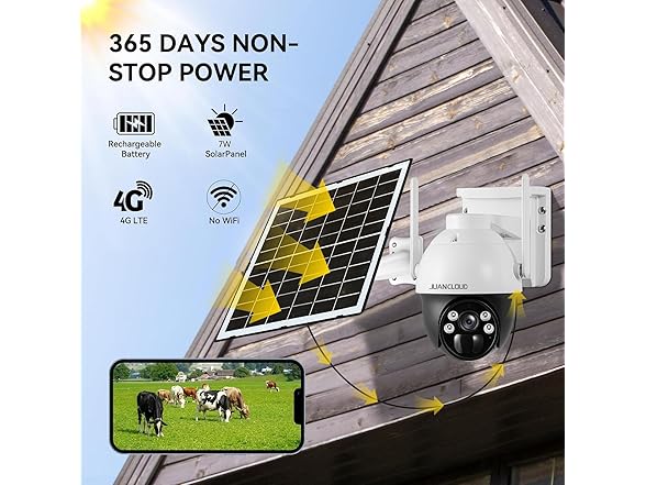 JUANCLOUD 4G LTE Cellular Solar Security Camera