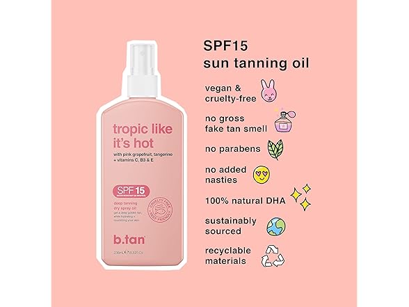 b.tan SPF 15 Deep Tanning Oil Dry Spray