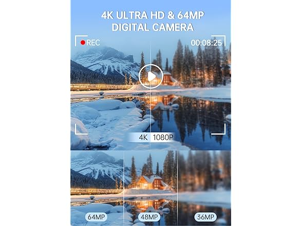WABL 4K 64MP UHD Dual Screens Camera