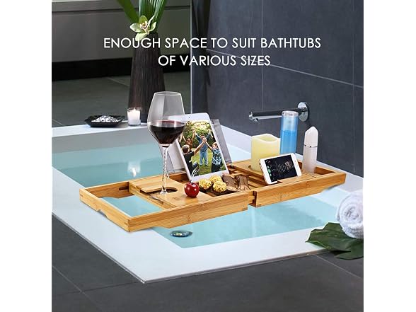 iMounTEK Water Resistant/Rust Proof Bamboo Bathtub Caddy