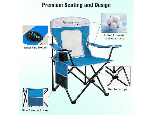 DiamondForge 2-Pack Mesh Lawn Chairs 300 LBS
