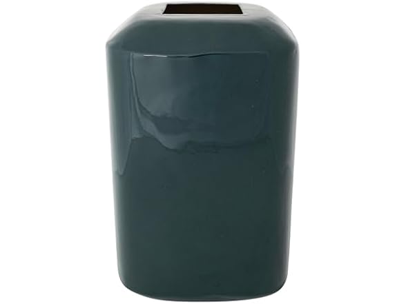 Creative Co-Op Square Enameled Metal Vase, Green Finish