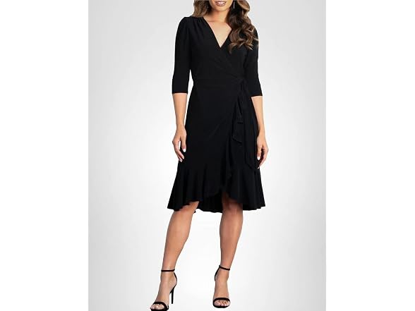 Kiyonna Women (XS) Whimsy Ruffled Midi Wrap Dress