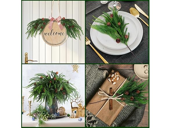 TISEMENT 12 Pcs Real Touch Norfolk Pine Branches