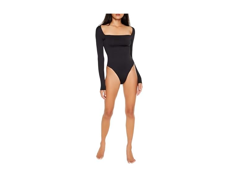 Forever 21 Women (L) Contour Sculpt Bodysuit Black