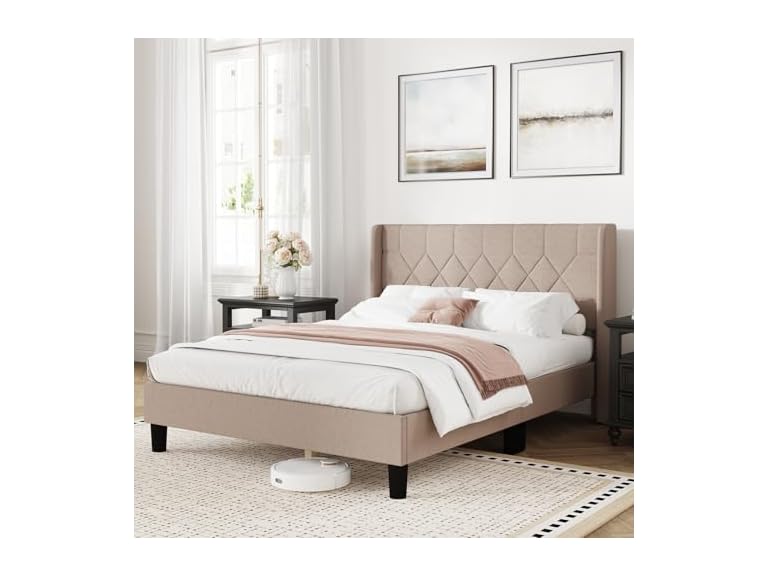 Novilla Full Size Bed Frame Beige