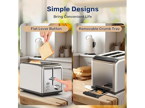 YSSOA 2-Slice Toaster with 6 Browning Setting and 3 Function,