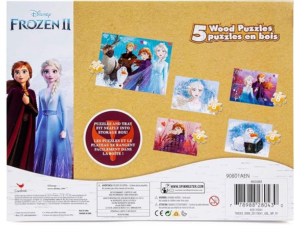 Disney Frozen 2 5 Wood Jigsaw Puzzles