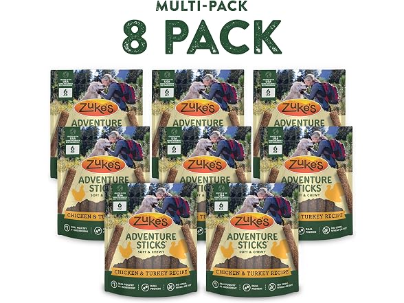 Zuke's Adventure Sticks Natural Dog Treats, 6oz Pouch