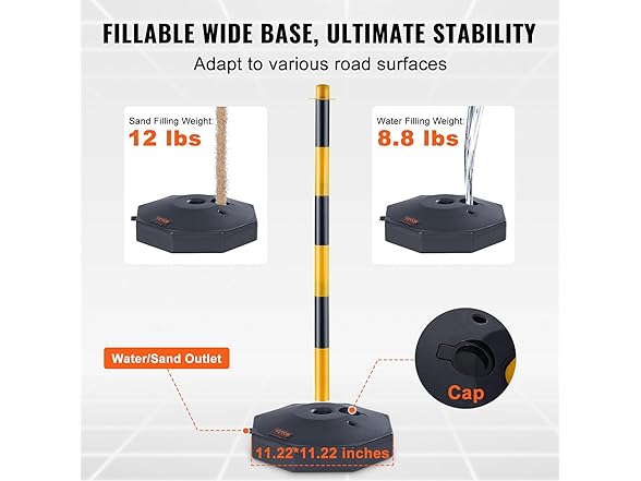 VEVOR Adjustable Traffic Delineator Post Cones