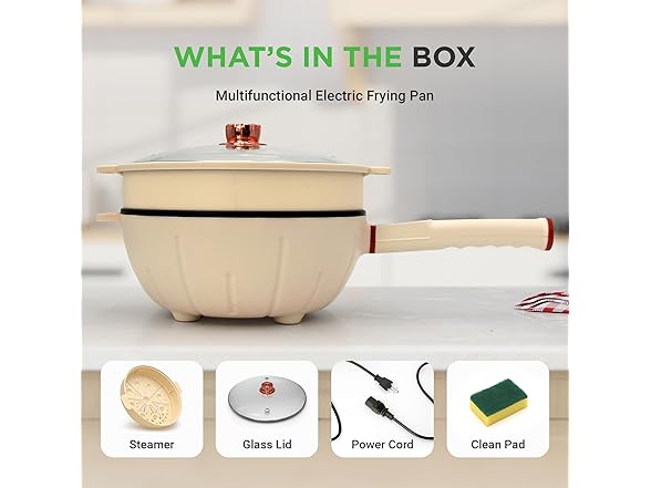 NutriChef 2 In 1 Electric Frying Pan & Steamer